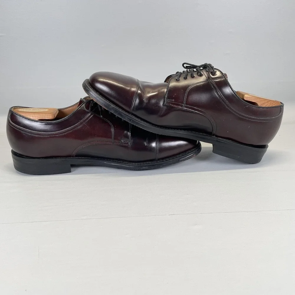 Johnston & Murphy Dress Shoes Mens Size 10 M Burgundy Leather Cap Toe Derby